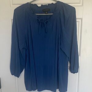 Investments Blue Pleated Blouse